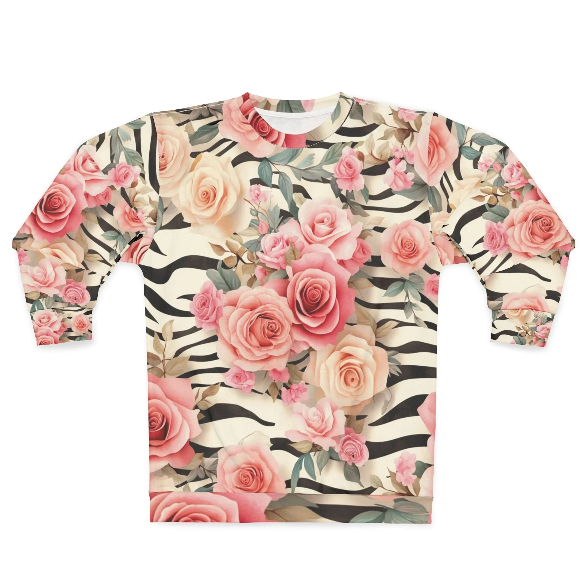 JAKKOUTTHEBXX Floral Zebra Print Crewneck Sweatshirt 2025