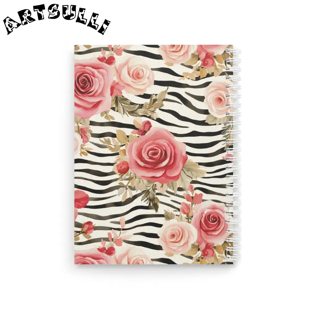 JAKKOUTTHEBXX Floral Zebra Wide-Ruled Spiral Notebook 2025