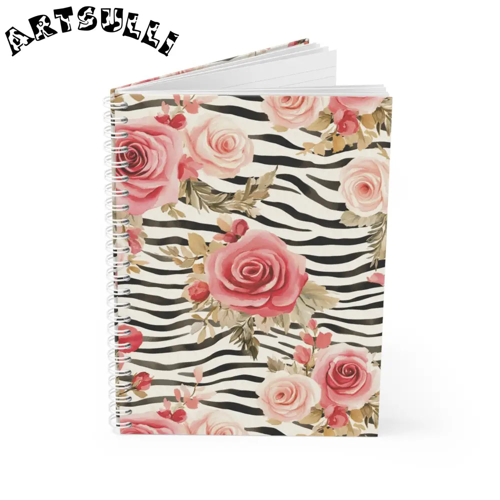 JAKKOUTTHEBXX Floral Zebra Wide-Ruled Spiral Notebook 2025
