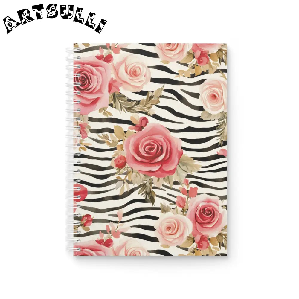 JAKKOUTTHEBXX Floral Zebra Wide-Ruled Spiral Notebook 2025