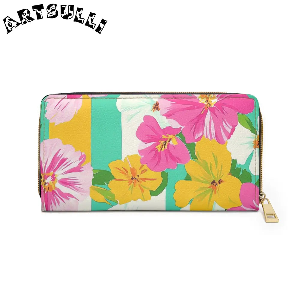 Floral Zip-Around Wallet for Credit Cards, Artsulli - Art is Long, Life is Short, Accessories, , , , , , , 