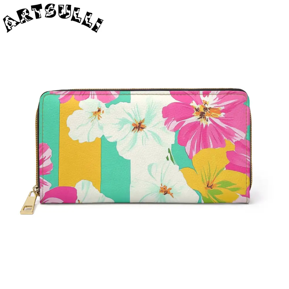 Floral Zip-Around Wallet for Credit Cards, Artsulli - Art is Long, Life is Short, Accessories, Size, One size, Color, White, , , 23188184352335520987