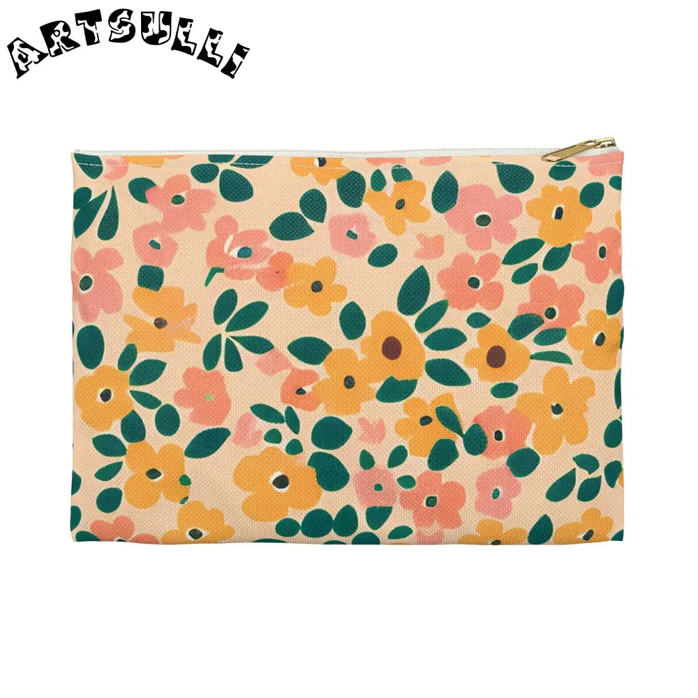Floral Zipper Pouch, Artsulli - Art is Long, Life is Short, Bags, Size, Small, Color, White zipper, , , 38760593072474697359