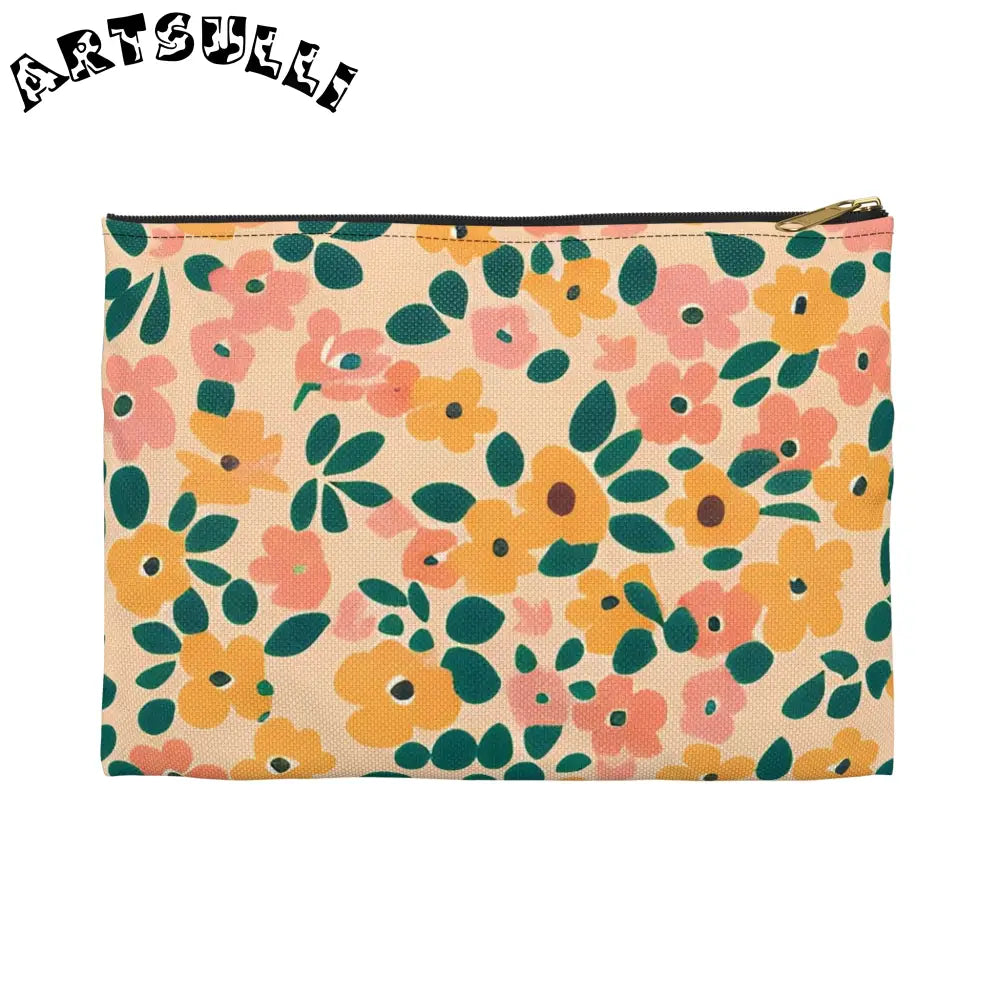 Floral Zipper Pouch, Artsulli - Art is Long, Life is Short, Bags, Size, Small, Color, Black zipper, , , 13619077658258628562