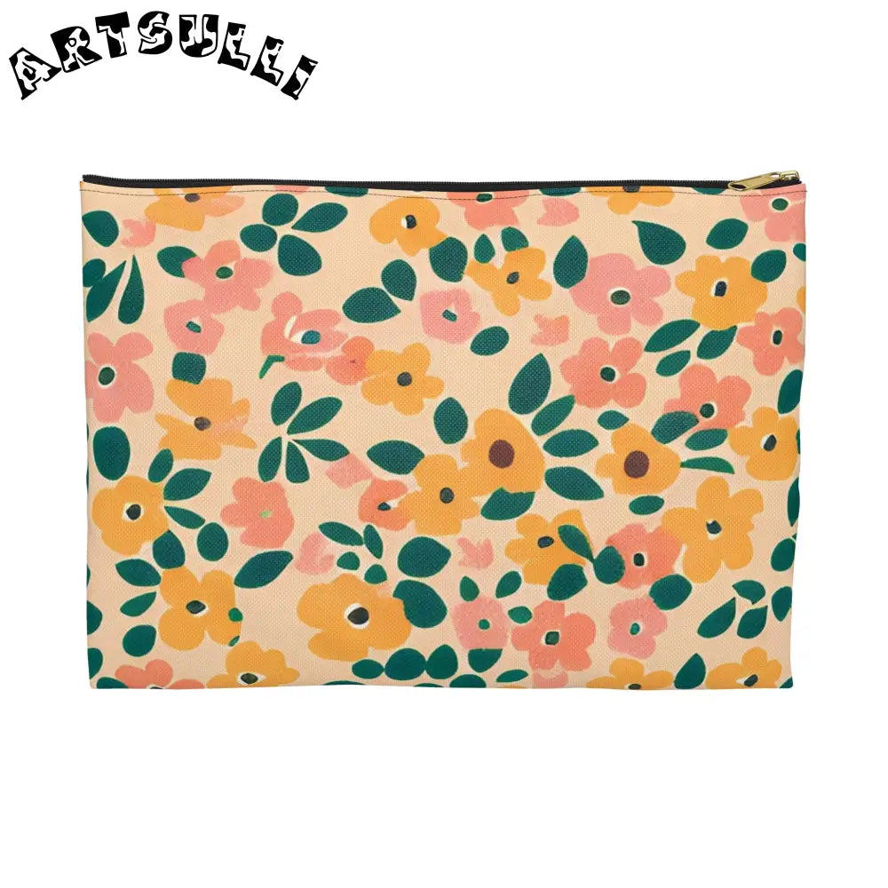Floral Zipper Pouch, Artsulli - Art is Long, Life is Short, Bags, Size, Large, Color, Black zipper, , , 46605547890209629268
