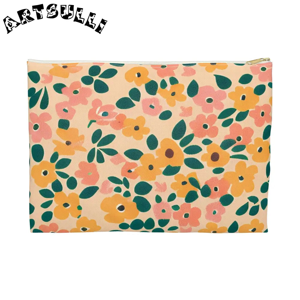 Floral Zipper Pouch, Artsulli - Art is Long, Life is Short, Bags, Size, Large, Color, White zipper, , , 24768924133226571046