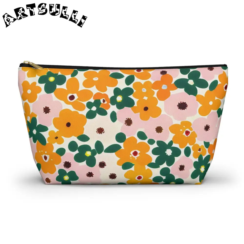 Floral Zippered Pouch, Artsulli - Art is Long, Life is Short, Bags, Size, Large, Color, Black zipper, , , 26395602334710822801