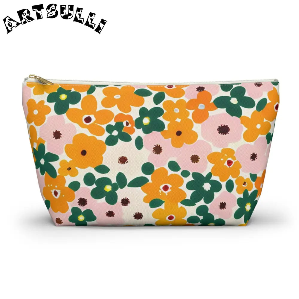 Floral Zippered Pouch, Artsulli - Art is Long, Life is Short, Bags, Size, Large, Color, White zipper, , , 25715794207986204657