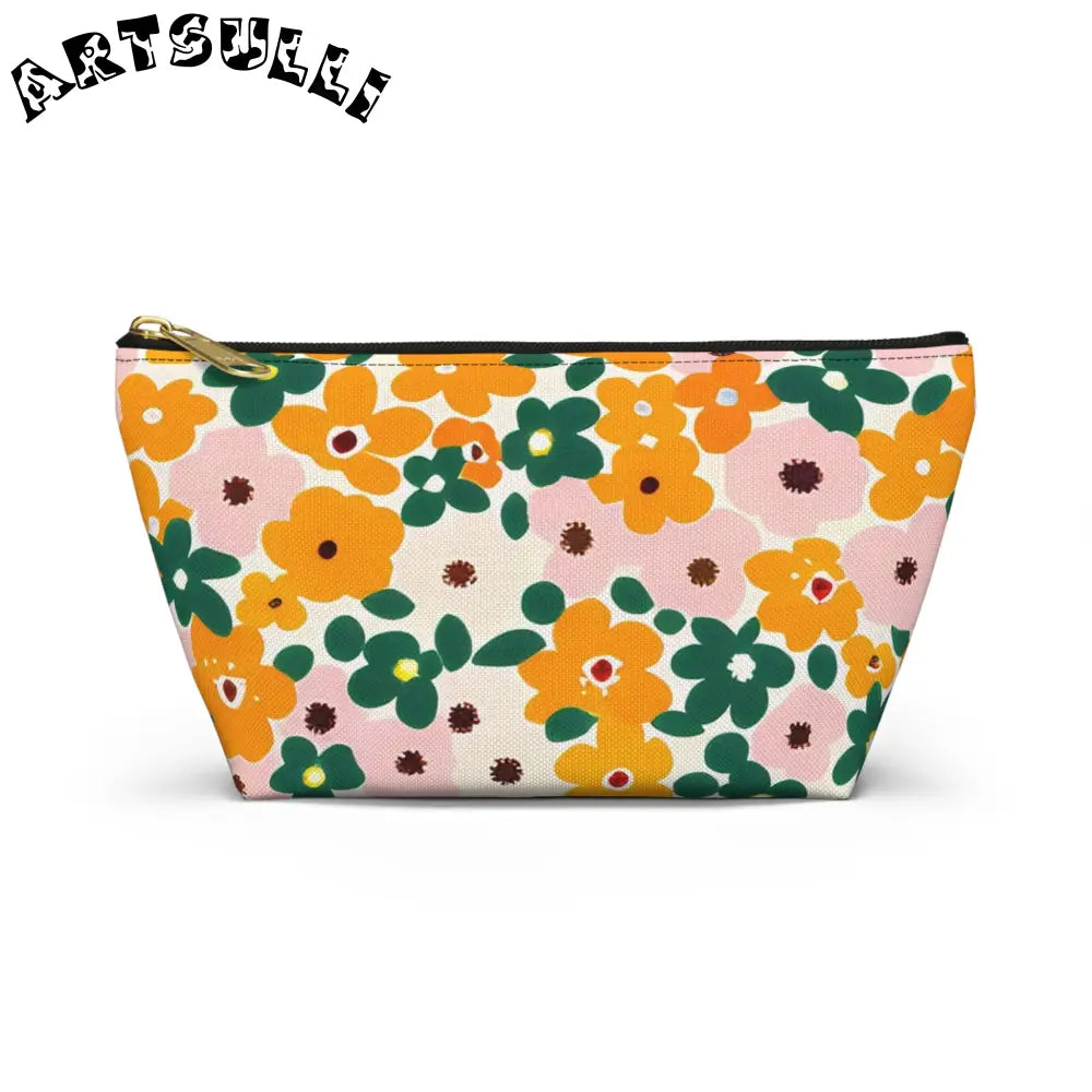 Floral Zippered Pouch, Artsulli - Art is Long, Life is Short, Bags, Size, Small, Color, Black zipper, , , 32905046548359292667