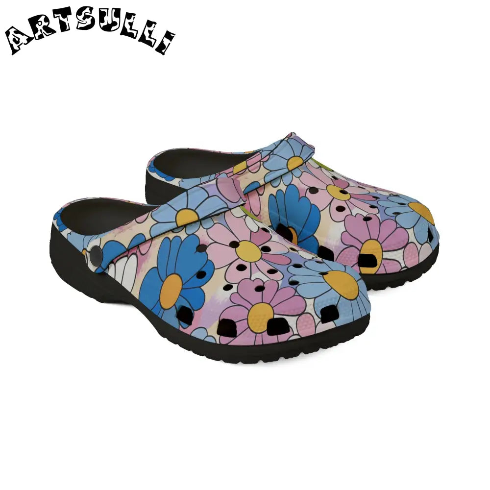 Flower Hour Purple Prime Illustration EVA Foam Clogs, Artsulli - Art is Long, Life is Short, Shoes, , , , , , , 