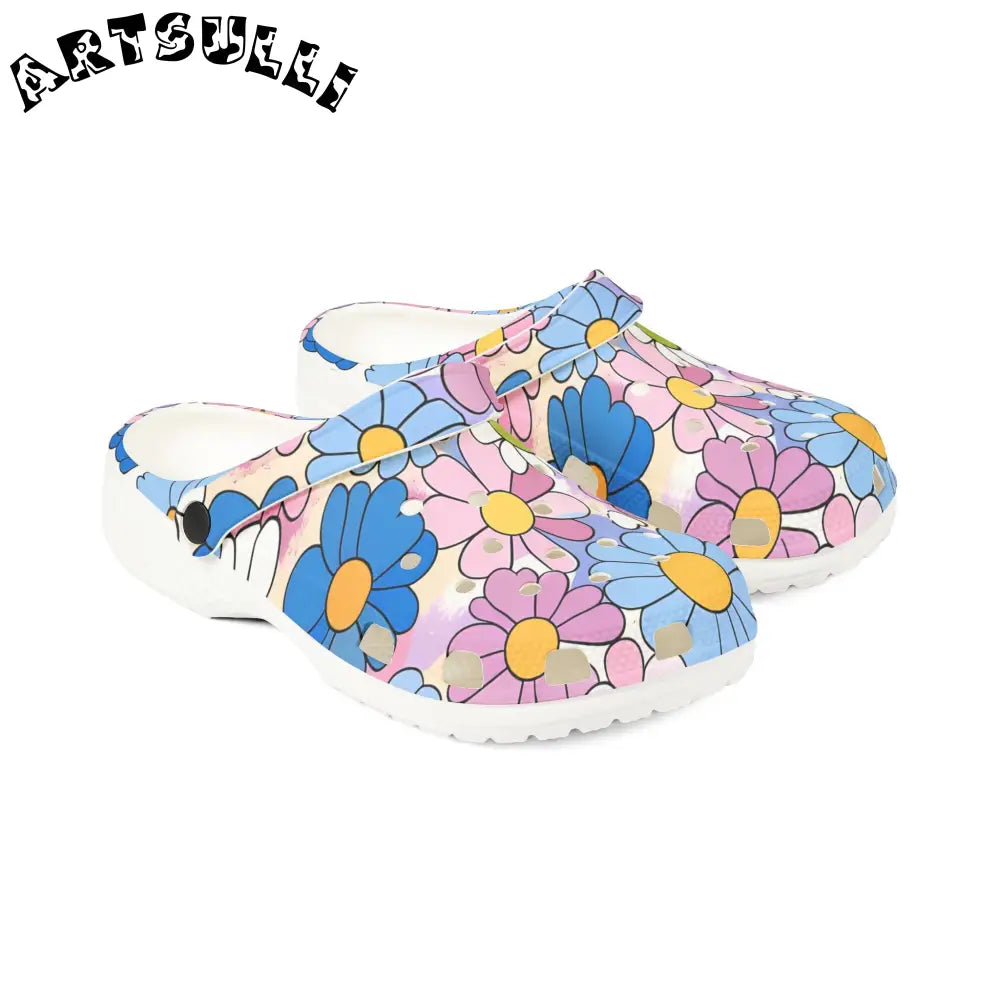 Flower Hour Purple Prime Illustration EVA Foam Clogs, Artsulli - Art is Long, Life is Short, Shoes, , , , , , , 