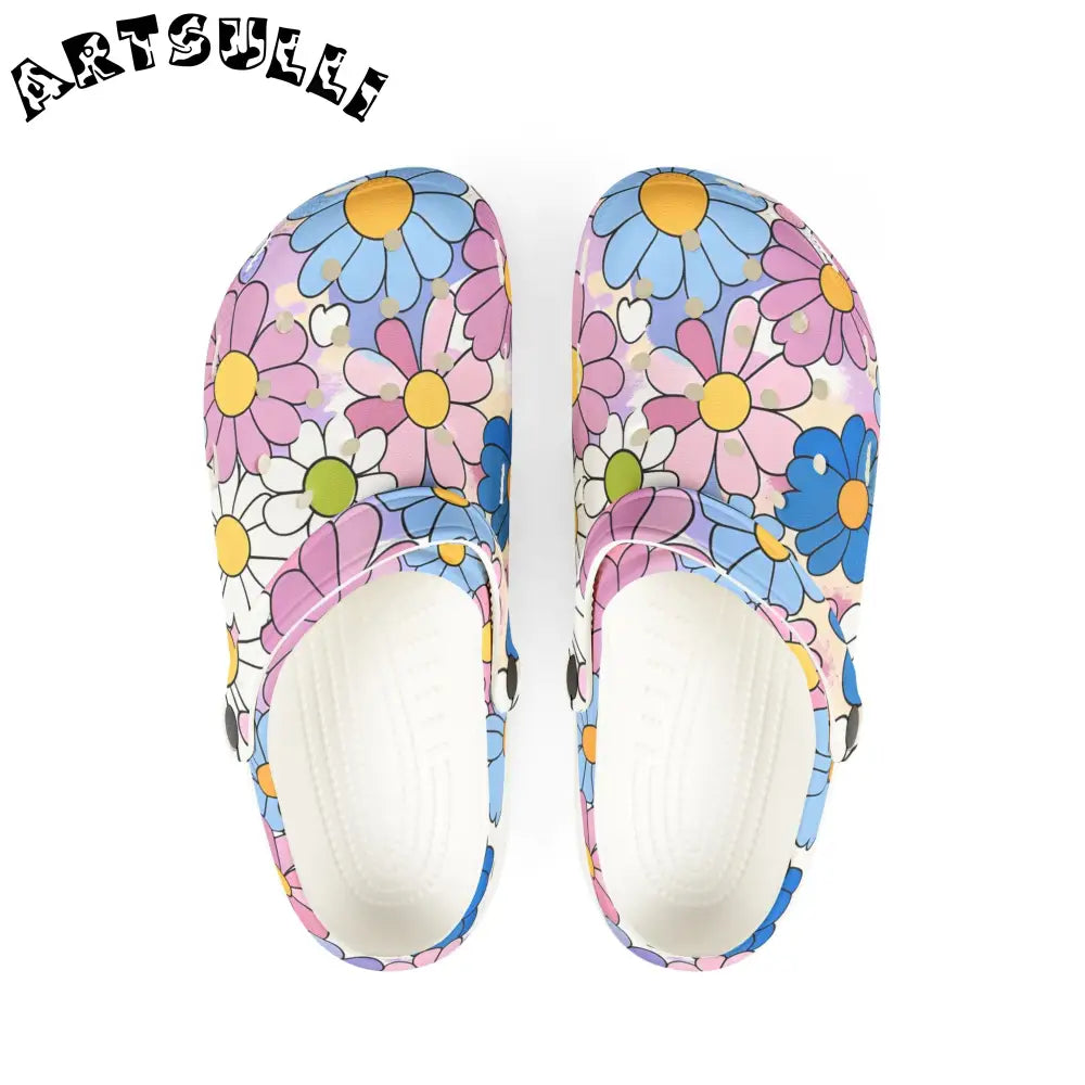 Flower Hour Purple Prime Illustration EVA Foam Clogs, Artsulli - Art is Long, Life is Short, Shoes, Size, US 6 (Women's), Color, White, , , 52230000434725