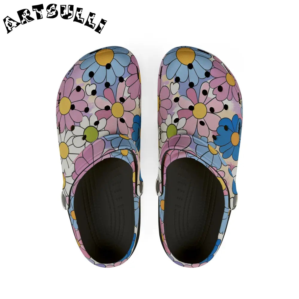 Flower Hour Purple Prime Illustration EVA Foam Clogs, Artsulli - Art is Long, Life is Short, Shoes, Size, US 6 (Women's), Color, Black, , , 52249574734118