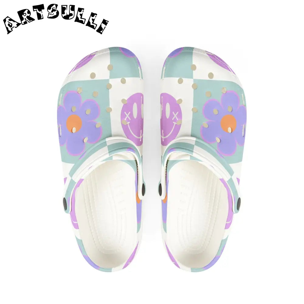 Flower x Smiley EVA Foam Clogs, Artsulli - Art is Long, Life is Short, Shoes, Size, US 6 (Women's), Color, White, , , 10821095465000