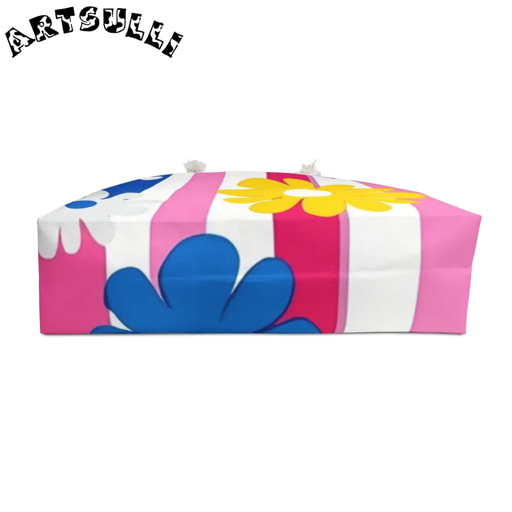 Flowers and Stripes Oversized Weekender Tote, Artsulli - Art is Long, Life is Short, Bags, , , , , , , 