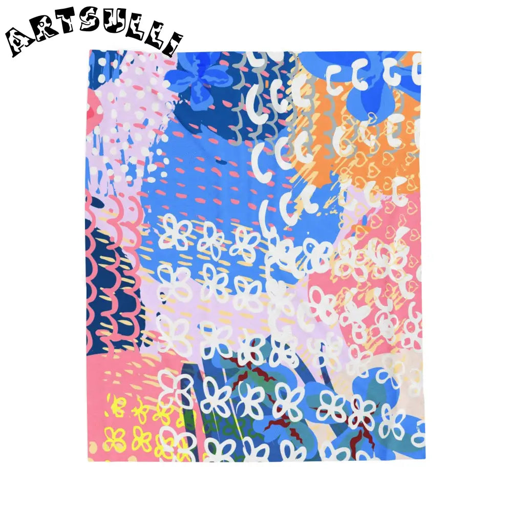 Flowers x Doodles Plush Velveteen Blanket, Artsulli - Art is Long, Life is Short, All Over Prints, Size, 50" × 60", , , , , 98663134131781203145
