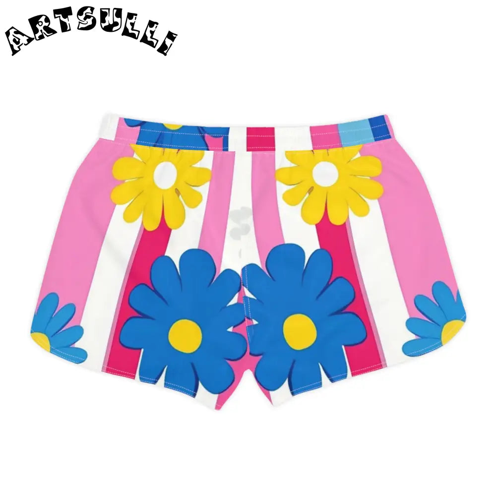 Flowers x Stripes Casual Shorts, Artsulli - Art is Long, Life is Short, All Over Prints, , , , , , , 