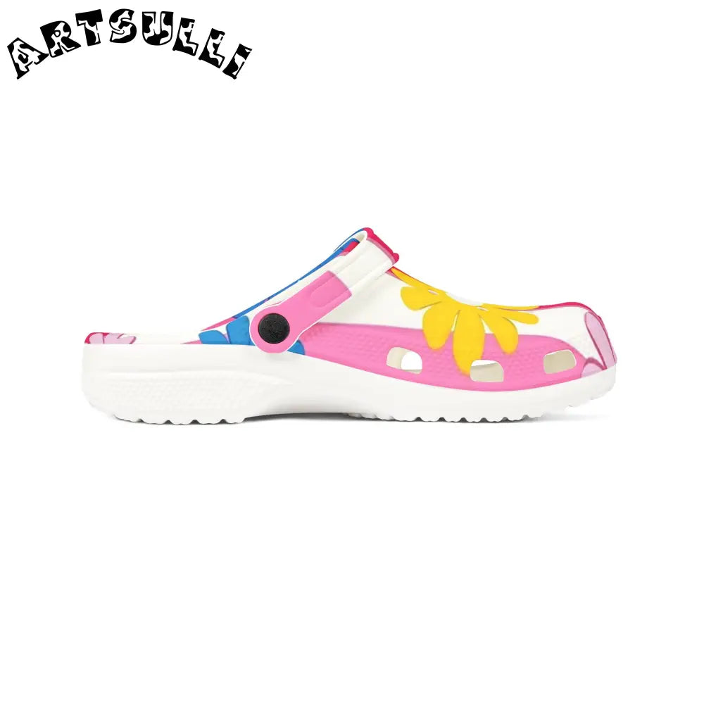Flowers x Stripes EVA Foam Clogs, Artsulli - Art is Long, Life is Short, Shoes, , , , , , , 
