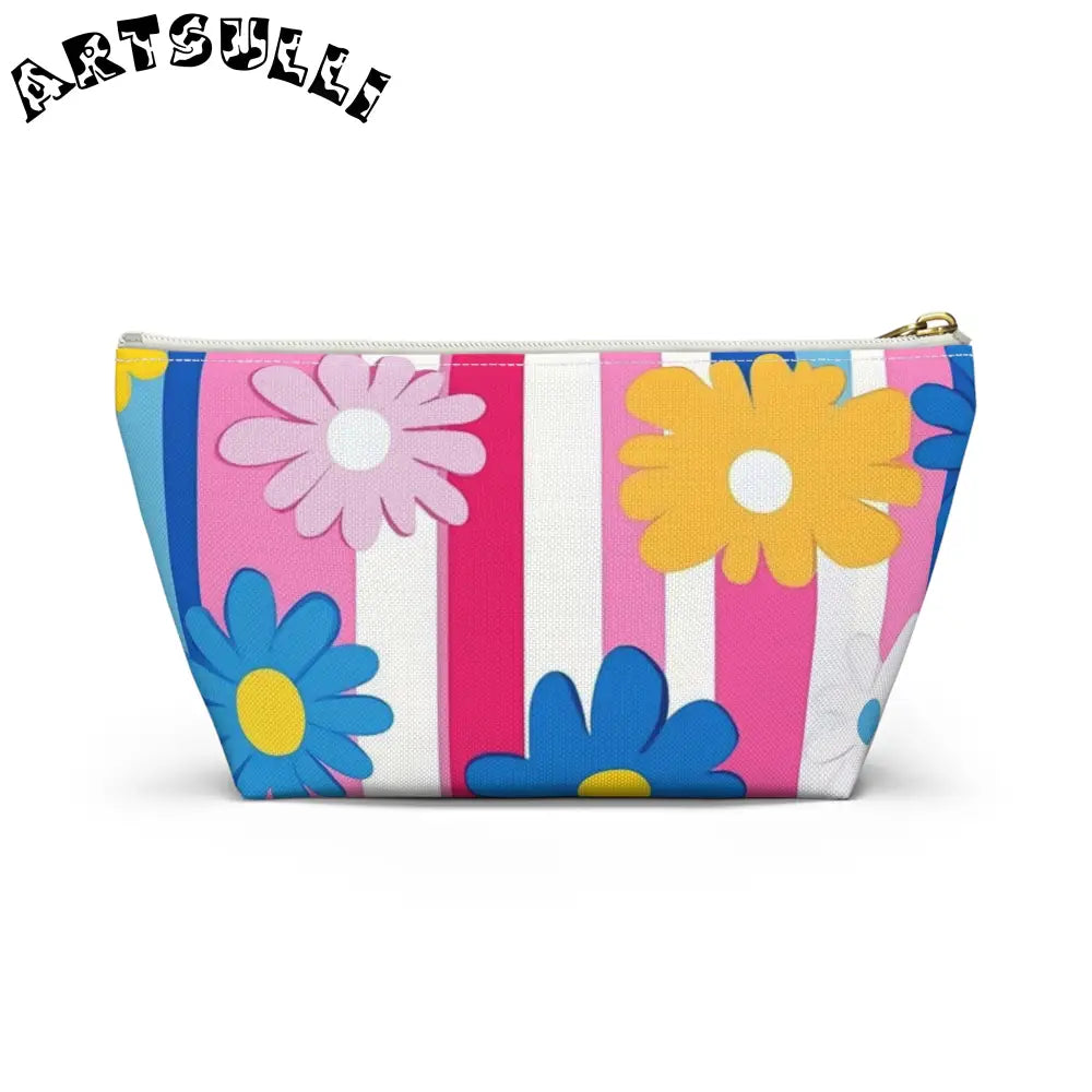 Flowers x Stripes T-Bottom Pouches, Artsulli - Art is Long, Life is Short, Bags, , , , , , , 
