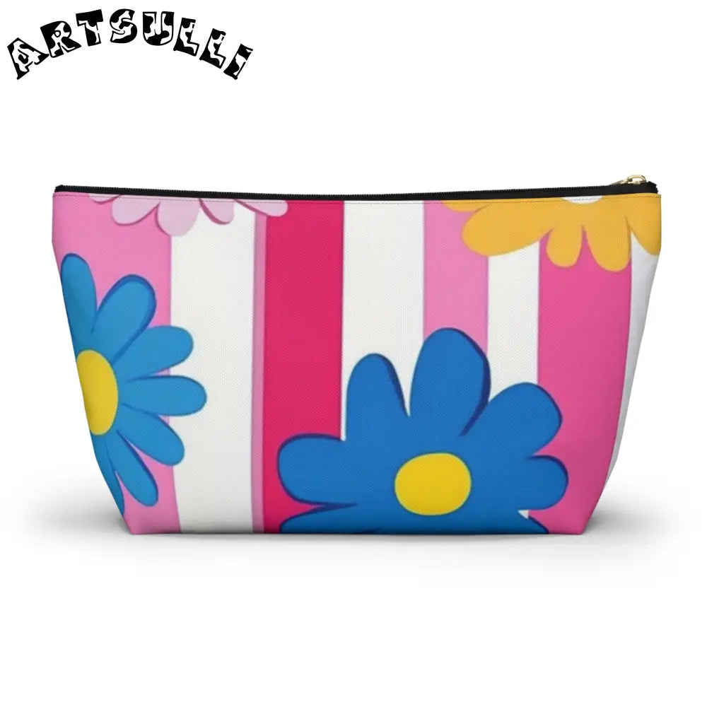 Flowers x Stripes T-Bottom Pouches, Artsulli - Art is Long, Life is Short, Bags, , , , , , , 