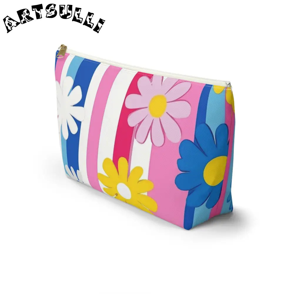 Flowers x Stripes T-Bottom Pouches, Artsulli - Art is Long, Life is Short, Bags, , , , , , , 