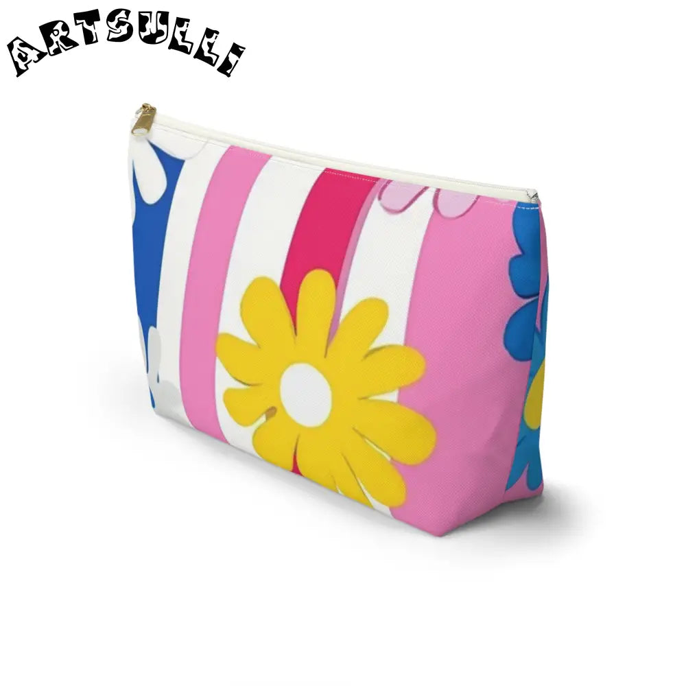 Flowers x Stripes T-Bottom Pouches, Artsulli - Art is Long, Life is Short, Bags, , , , , , , 