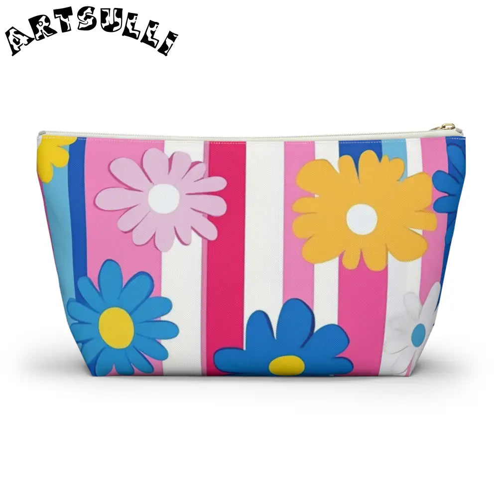 Flowers x Stripes T-Bottom Pouches, Artsulli - Art is Long, Life is Short, Bags, , , , , , , 