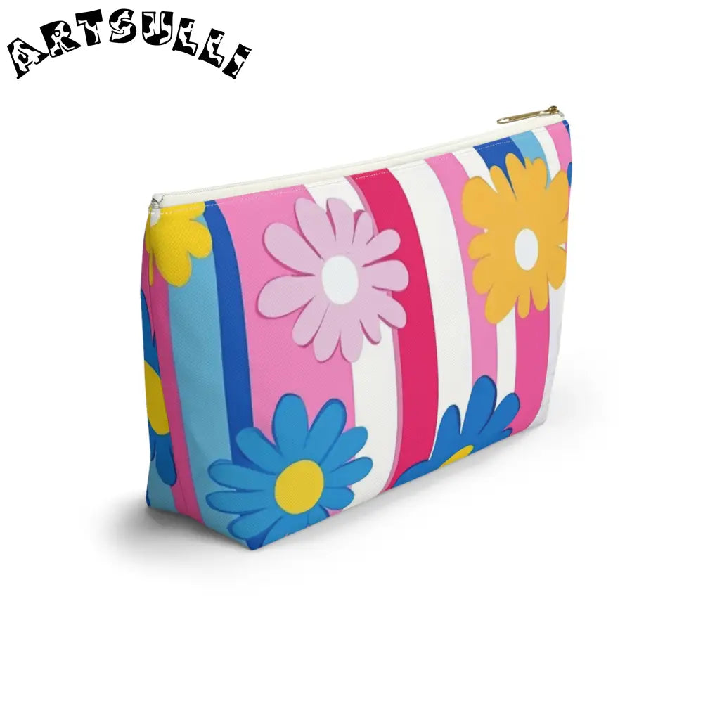 Flowers x Stripes T-Bottom Pouches, Artsulli - Art is Long, Life is Short, Bags, , , , , , , 