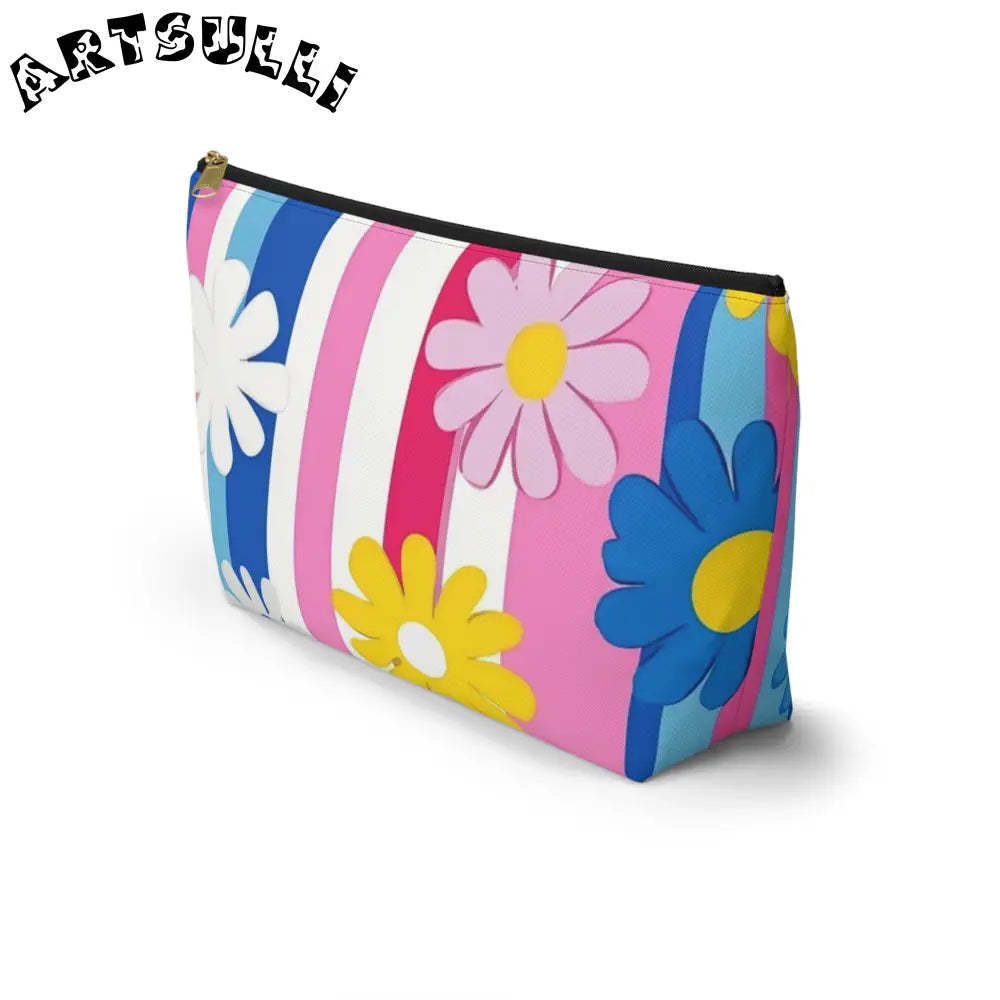 Flowers x Stripes T-Bottom Pouches, Artsulli - Art is Long, Life is Short, Bags, , , , , , , 