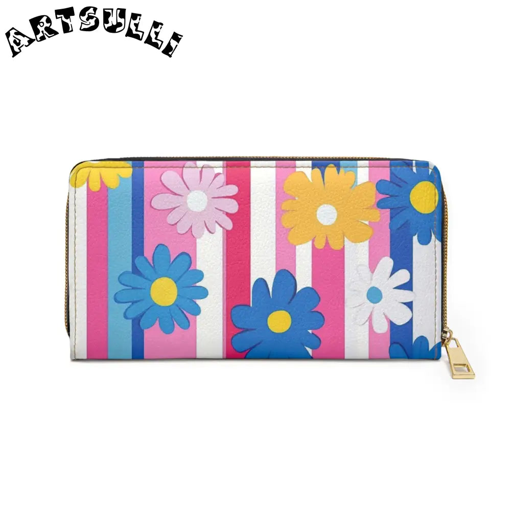 Flowers x Stripes Wallet for Credit Cards, Artsulli - Art is Long, Life is Short, Accessories, , , , , , , 