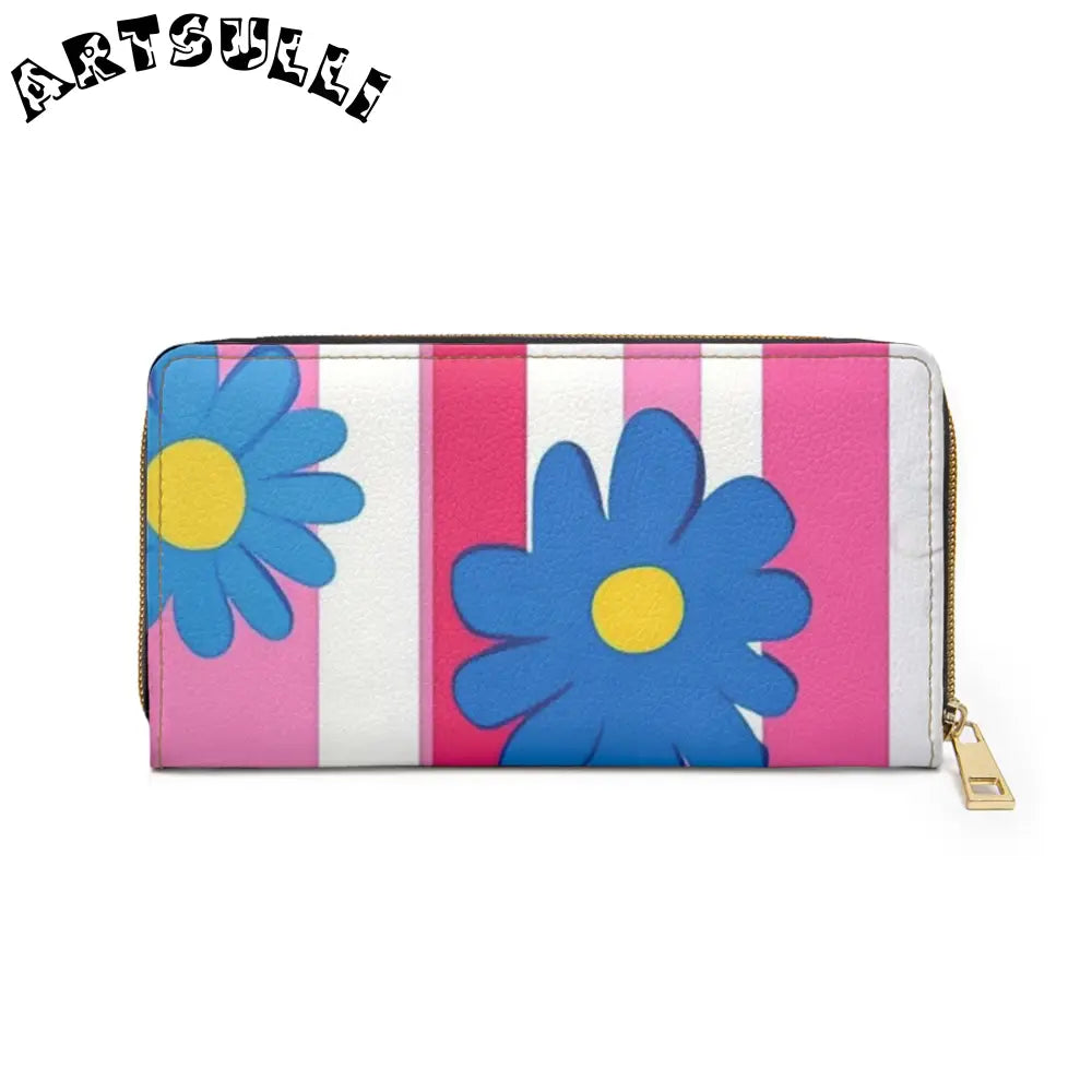 Flowers x Stripes Wallet for Credit Cards, Artsulli - Art is Long, Life is Short, Accessories, , , , , , , 