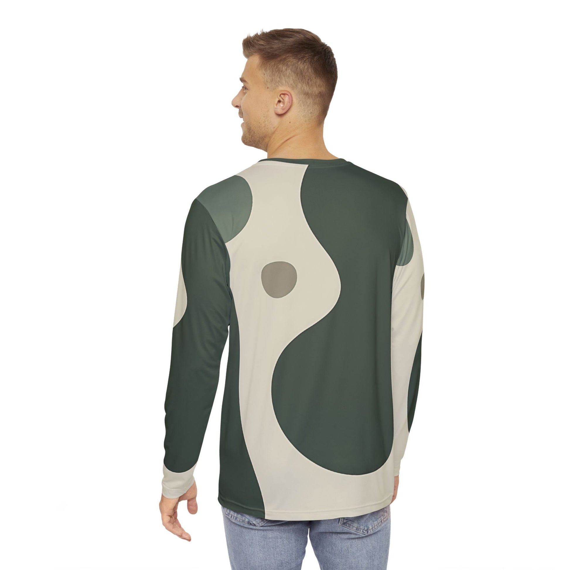 Flowing Green Abstract Long Sleeve Tee, Artsulli - Art is Long, Life is Short, All Over Prints, , , , , , , 