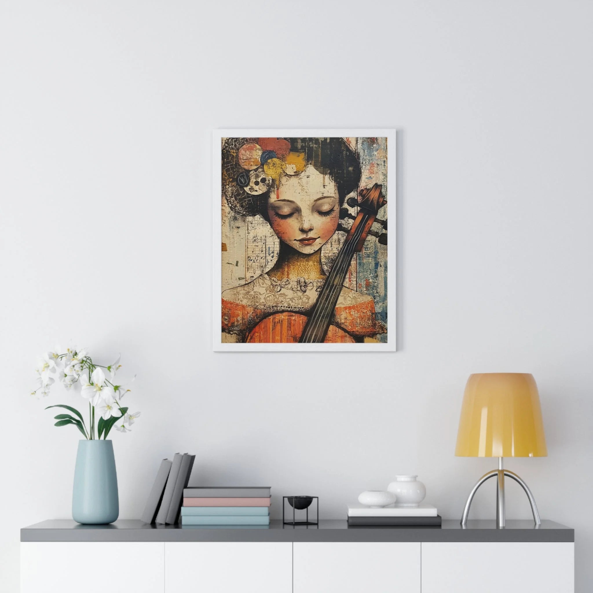 Buy The Best white framed violin portrait wall By Artsulli x Color Printify - Framed Abstract Musician Artistic Work - 2025