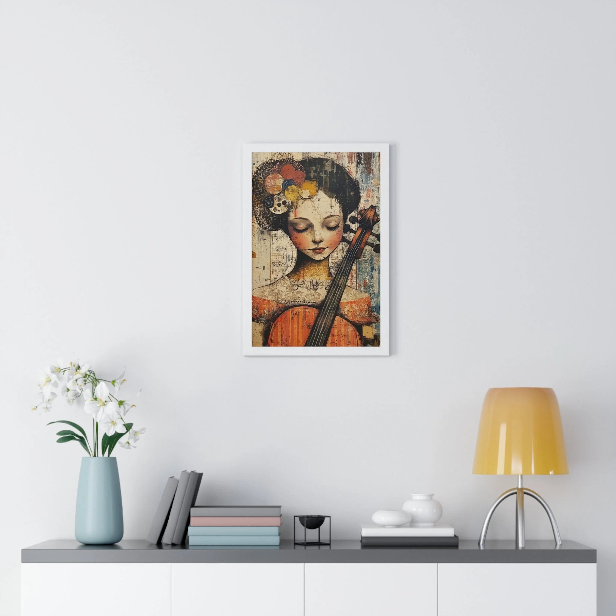 Buy The Best white framed art print girl By Artsulli x Color Printify - Framed Abstract Musician Artistic Work - 2025