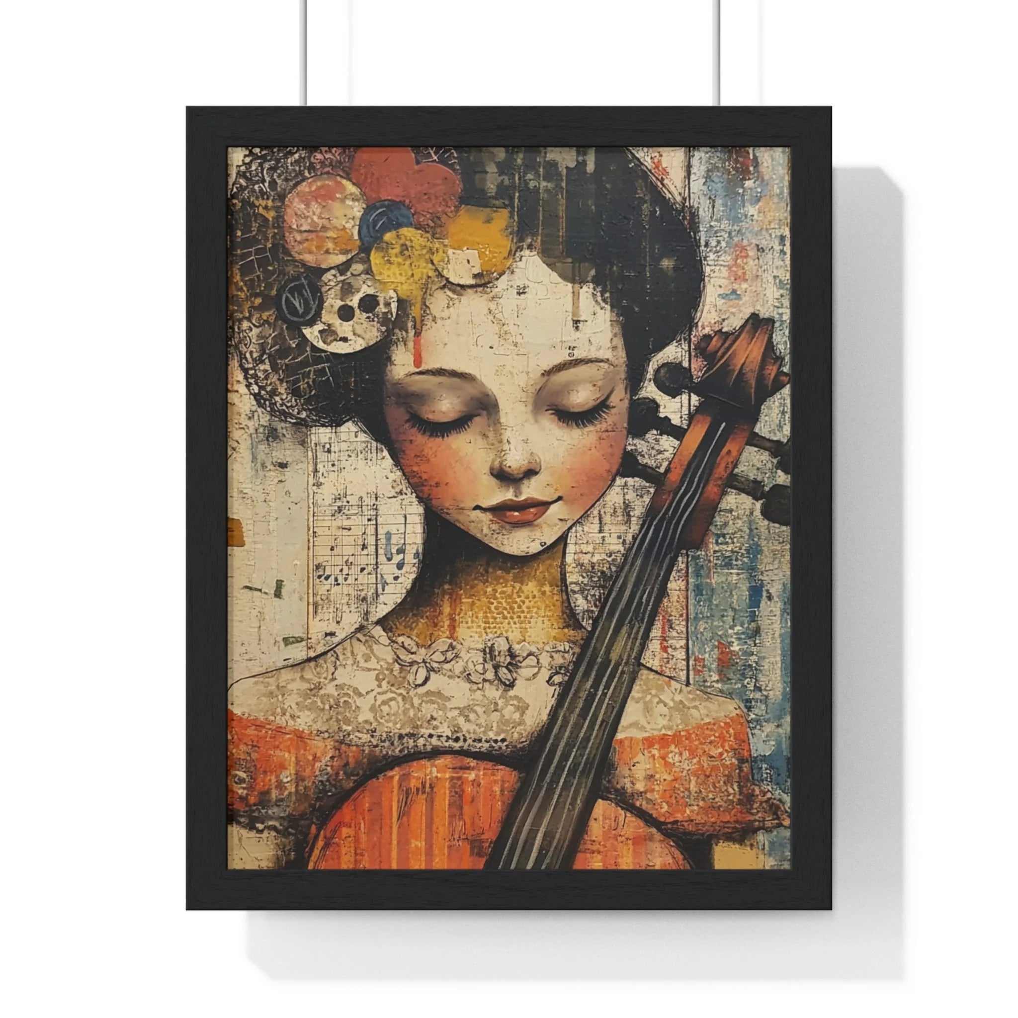 Buy The Best black framed artwork woman cello By Artsulli x Color Printify - Framed Abstract Musician Artistic Work - 2025