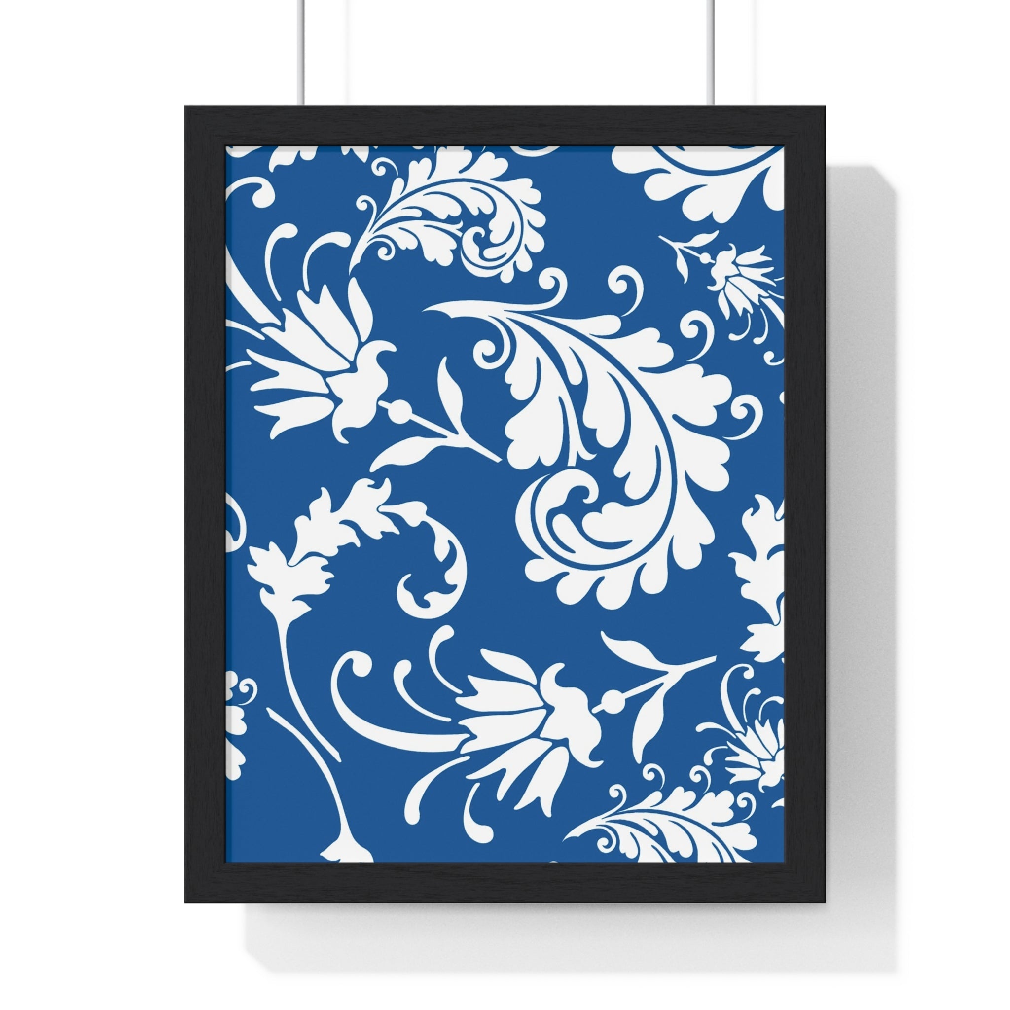 Printify Framed Blue and White Floral Damask Art Print 2025