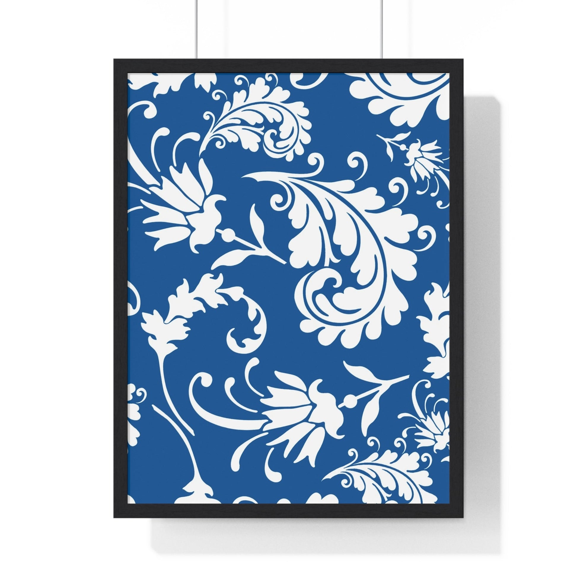 Printify Framed Blue and White Floral Damask Art Print 2025