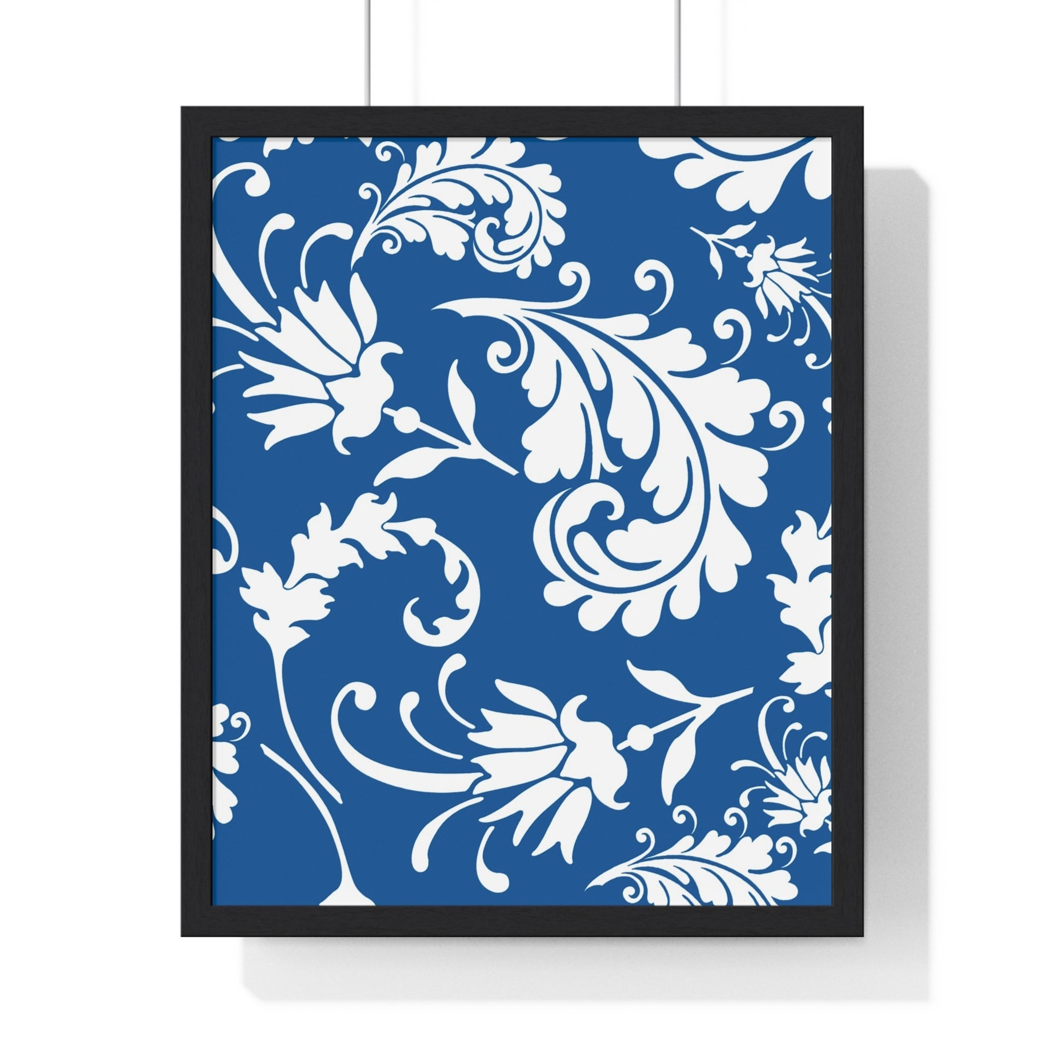 Printify Framed Blue and White Floral Damask Art Print 2025