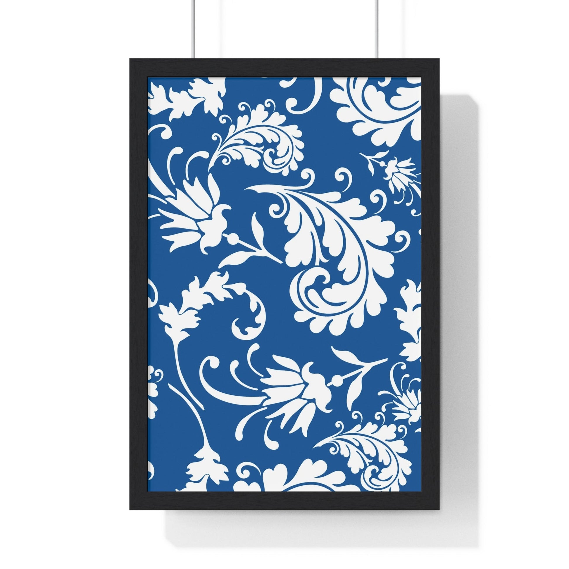 Printify Framed Blue and White Floral Damask Art Print 2025