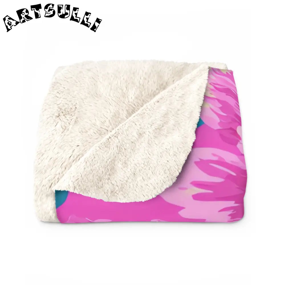 JAKKOUTTHEBXX Fuchsia and Teal Floral Cozy Fleece Blanket 2025