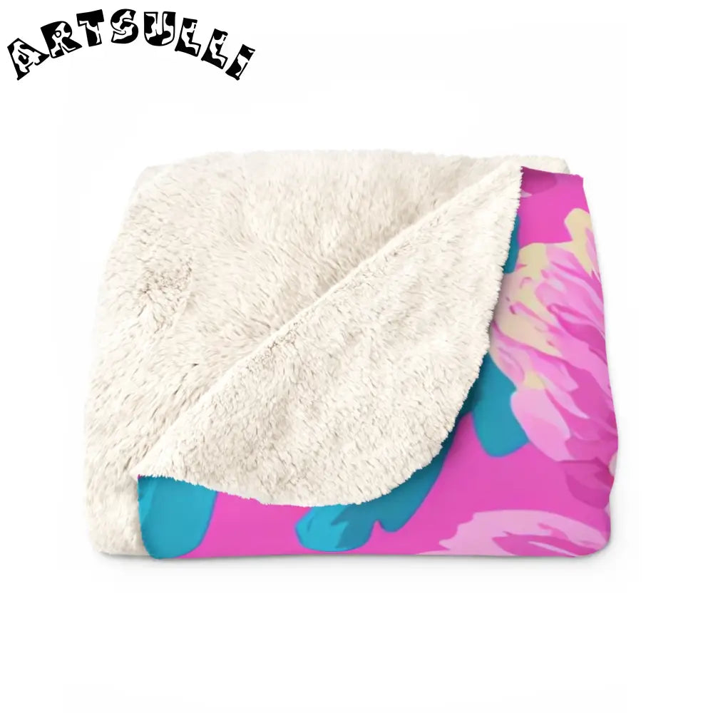 JAKKOUTTHEBXX Fuchsia and Teal Floral Cozy Fleece Blanket 2025