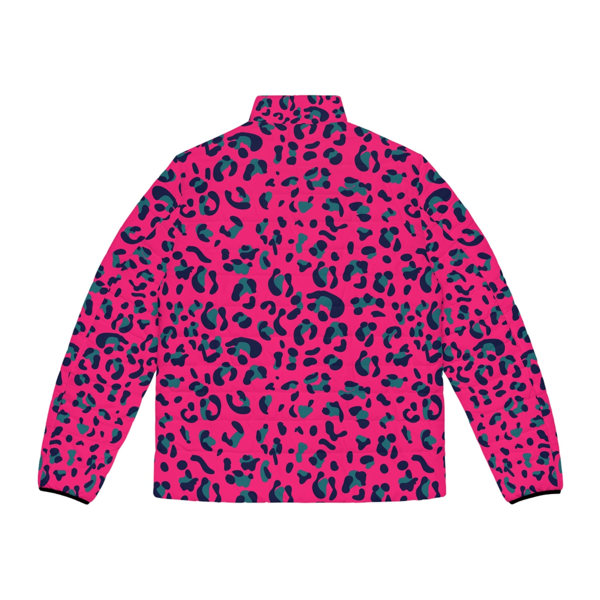Fuchsia and Teal Leopard Print Puffer Jacket, Artsulli - Art is Long, Life is Short, All Over Prints, , , , , , , 