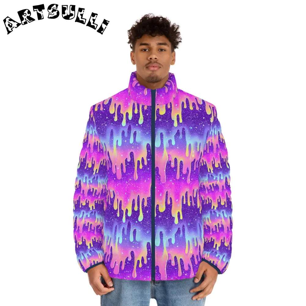 Galaxy Paint Drip Puffer Jacket, Artsulli - Art is Long, Life is Short, All Over Prints, , , , , , , 