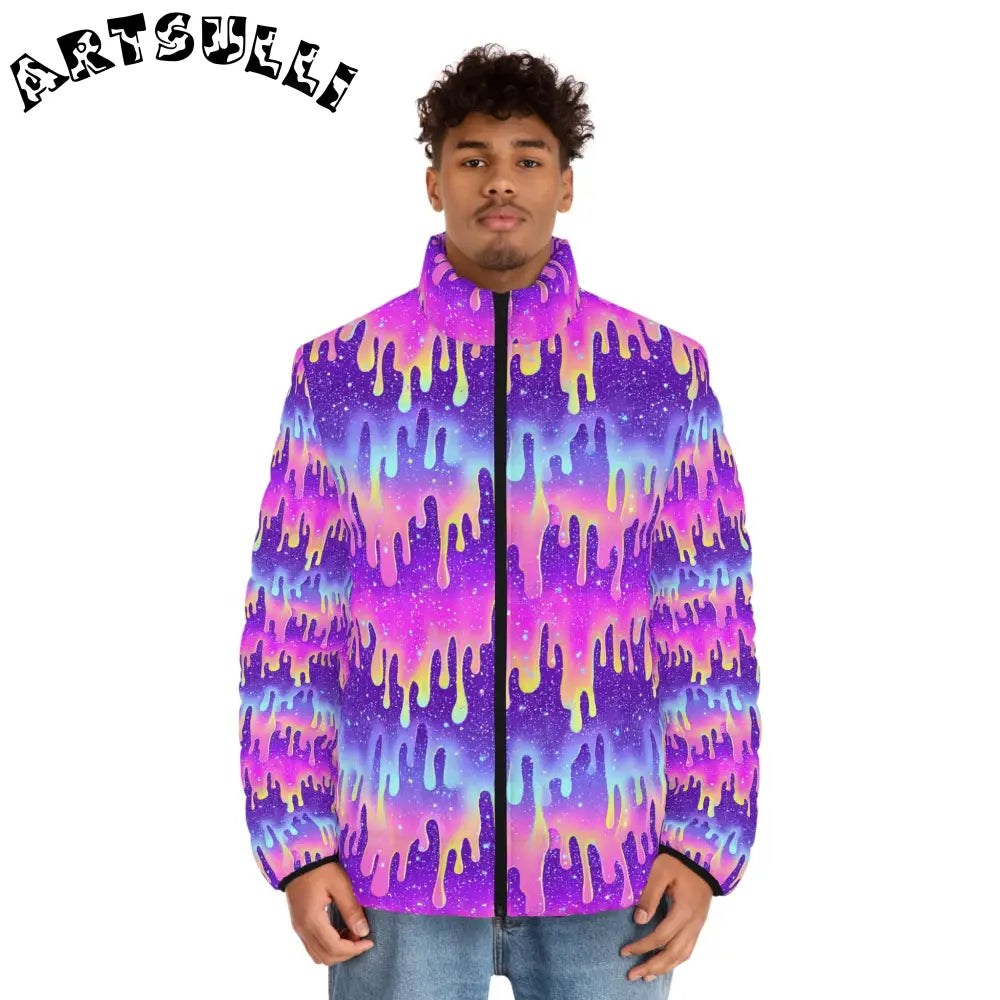 Galaxy Paint Drip Puffer Jacket, Artsulli - Art is Long, Life is Short, All Over Prints, , , , , , , 