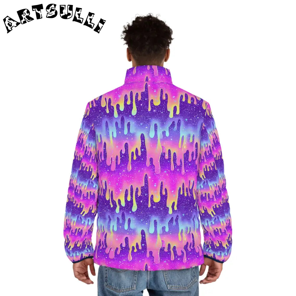 Galaxy Paint Drip Puffer Jacket, Artsulli - Art is Long, Life is Short, All Over Prints, , , , , , , 