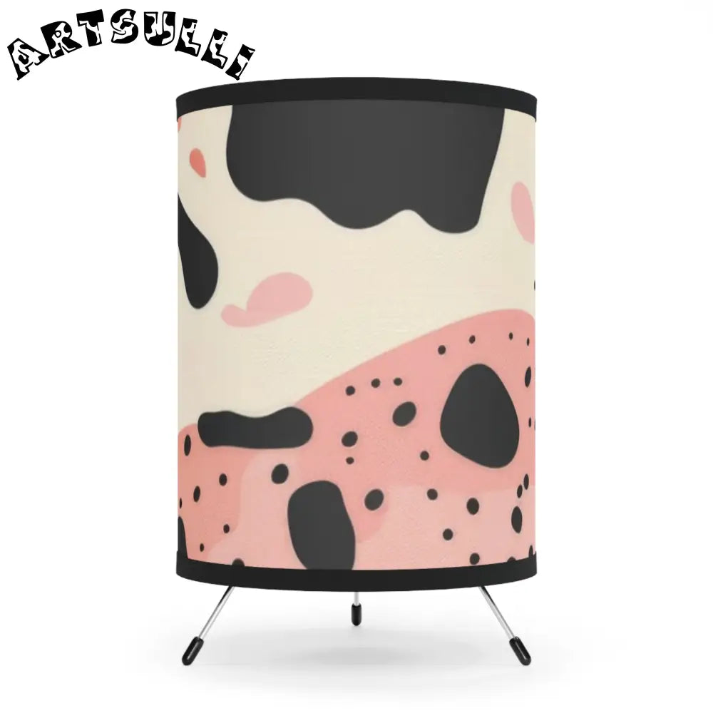 Galvanized Steel Tripod Lamp with Cow Print Shade, Artsulli - Art is Long, Life is Short, Home Decor, Size, One size, Color, Black, , , 86040843045228