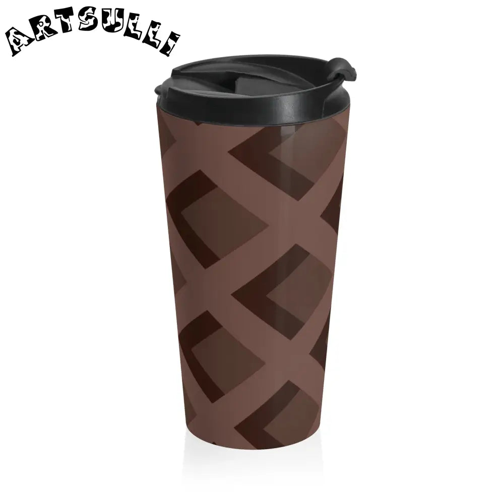 Geometric Brown Stainless Steel Travel Mug, Artsulli - Art is Long, Life is Short, Mug, , , , , , , 