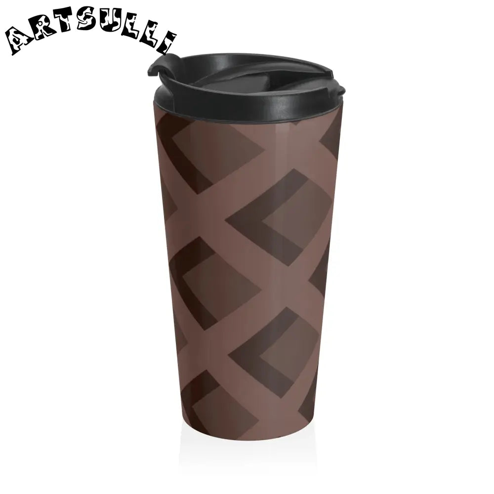 Geometric Brown Stainless Steel Travel Mug, Artsulli - Art is Long, Life is Short, Mug, , , , , , , 