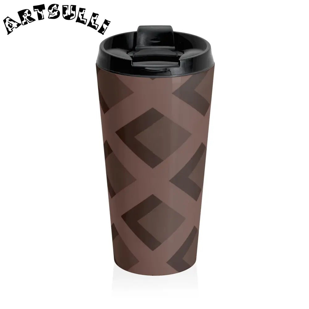Geometric Brown Stainless Steel Travel Mug, Artsulli - Art is Long, Life is Short, Mug, , , , , , , 