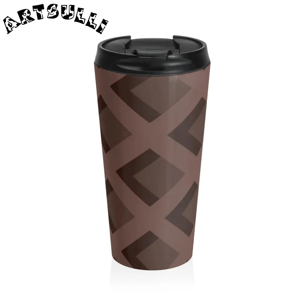 Geometric Brown Stainless Steel Travel Mug, Artsulli - Art is Long, Life is Short, Mug, Size, 15oz, , , , , 57061363870752536072